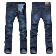 Lroveb Mens Distressed Ripped Jeans Men's Casual Autumn Denim Cotton Hip Hop Loose Work Long Trousers Pants Blue